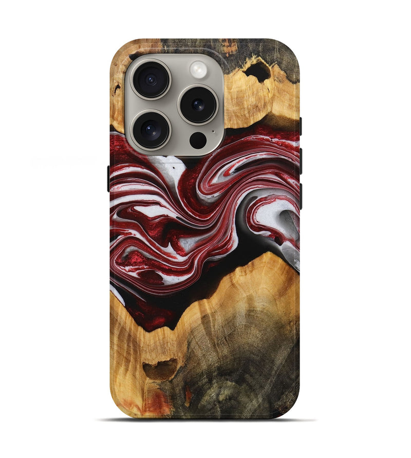 iPhone 16 Pro Wood+Resin Live Edge Phone Case - Iesha (Red, 721173)
