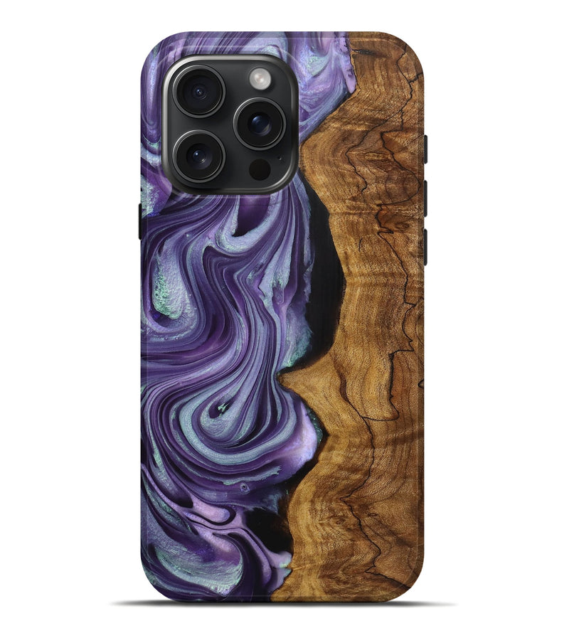 iPhone 16 Pro Max Wood+Resin Live Edge Phone Case - Gunnar (Purple, 721176)