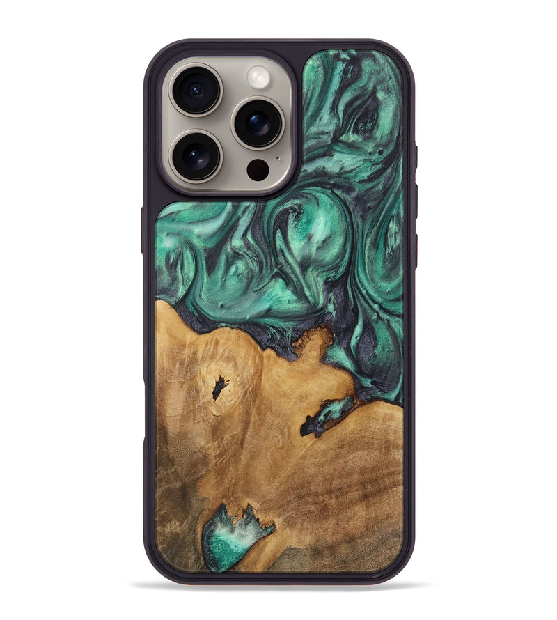 iPhone 16 Pro Max Wood+Resin Phone Case - Homer (Green, 721260)