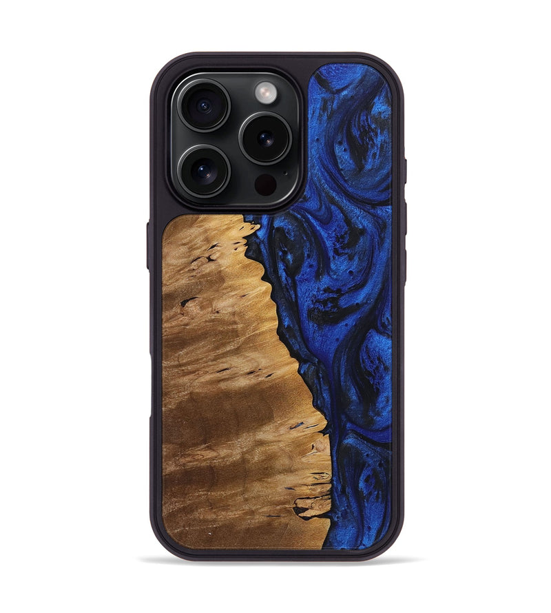iPhone 16 Pro Wood+Resin Phone Case - Dustin (Blue, 721274)
