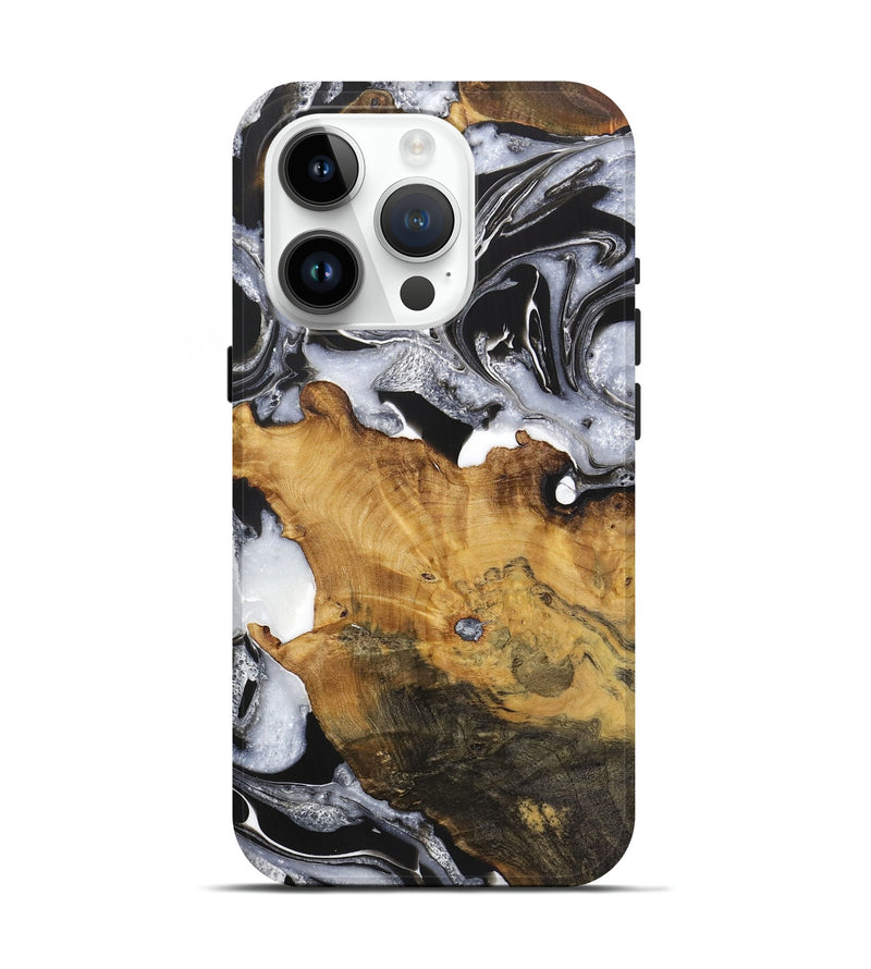 iPhone 15 Pro Wood+Resin Live Edge Phone Case - Jermaine (Black & White, 721328)