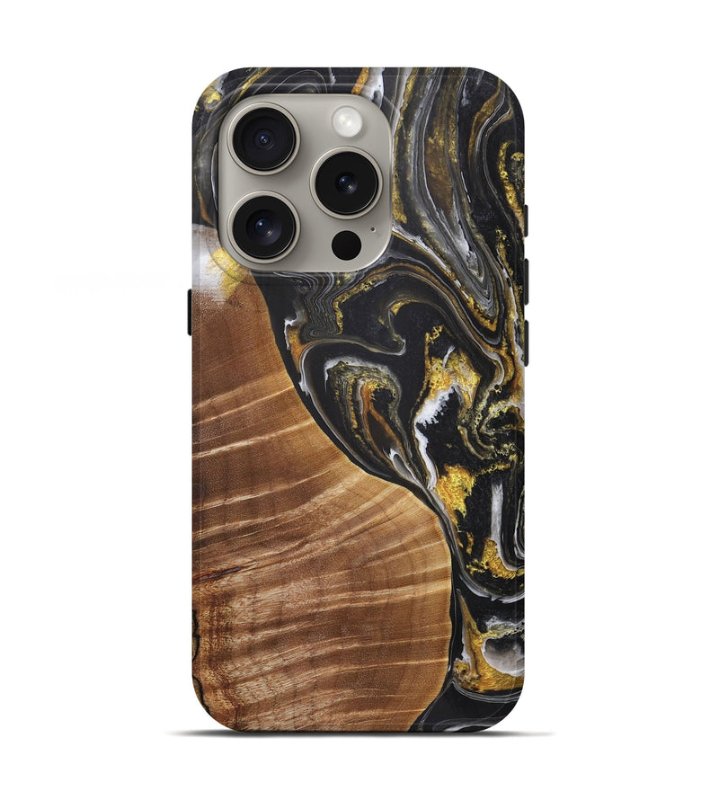 iPhone 16 Pro Wood+Resin Live Edge Phone Case - Irma (Black & White, 721335)