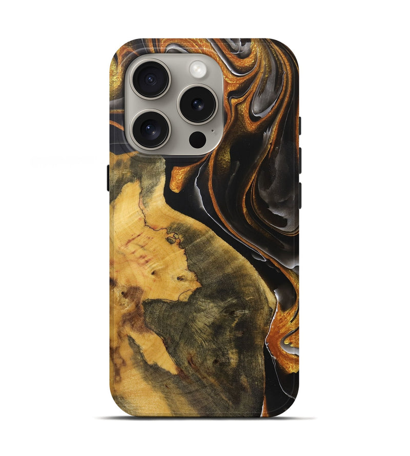 iPhone 16 Pro Wood+Resin Live Edge Phone Case - Rudolph (Black & White, 721337)
