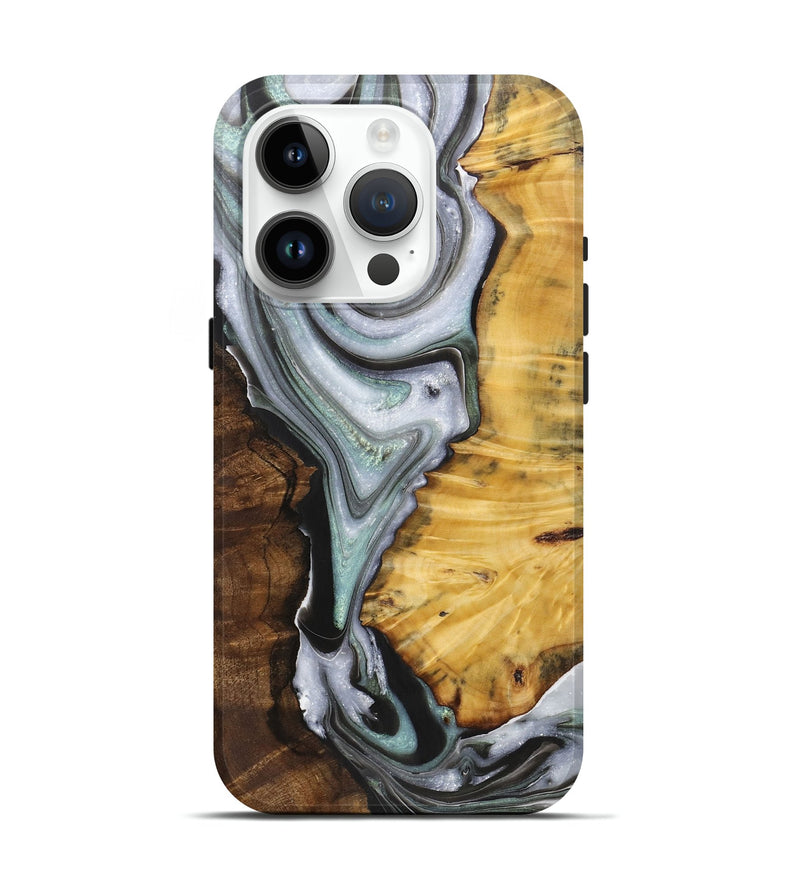 iPhone 15 Pro Wood+Resin Live Edge Phone Case - Duane (Black & White, 721339)