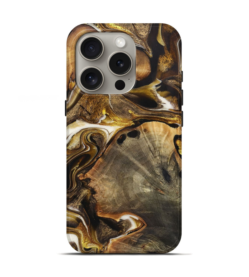 iPhone 16 Pro Wood+Resin Live Edge Phone Case - Lynette (Black & White, 721340)