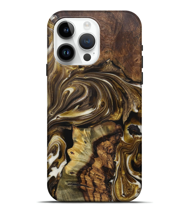 iPhone 15 Pro Max Wood+Resin Live Edge Phone Case - Jesse (Black & White, 721342)