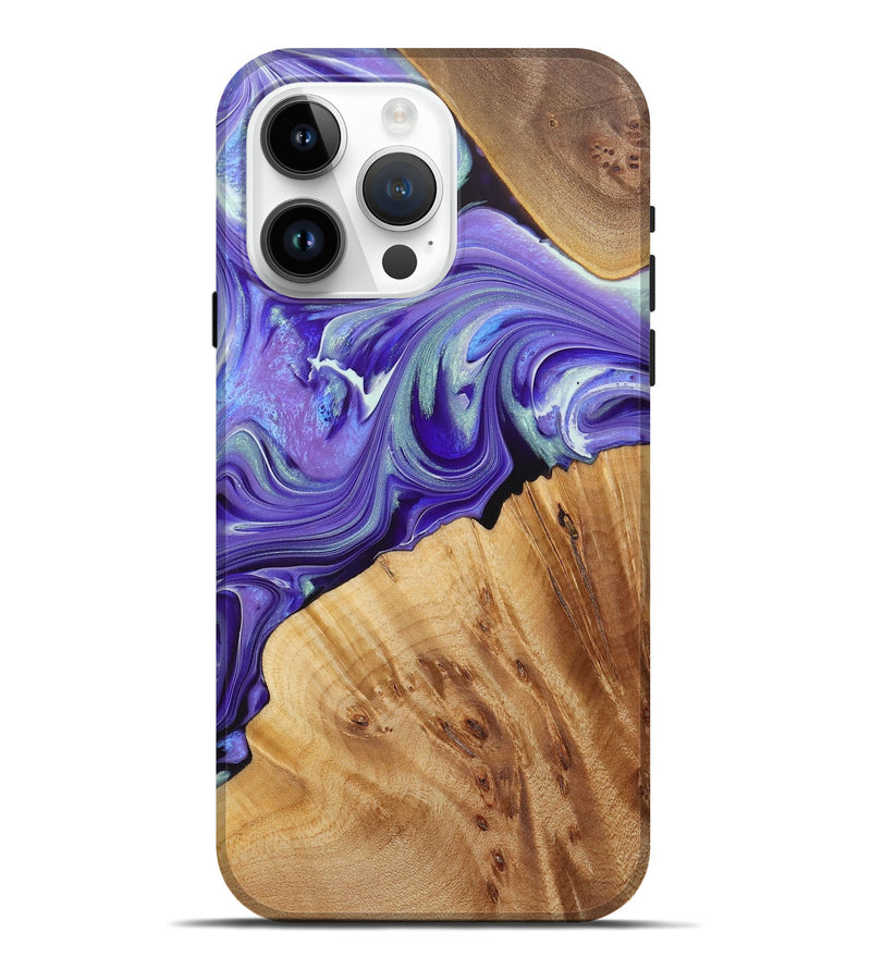 iPhone 15 Pro Max Wood+Resin Live Edge Phone Case - Millie (Purple, 722008)