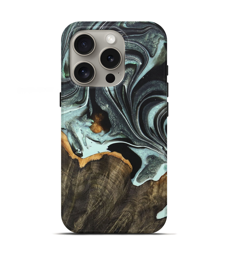 iPhone 16 Pro Wood+Resin Live Edge Phone Case - April (Green, 722015)