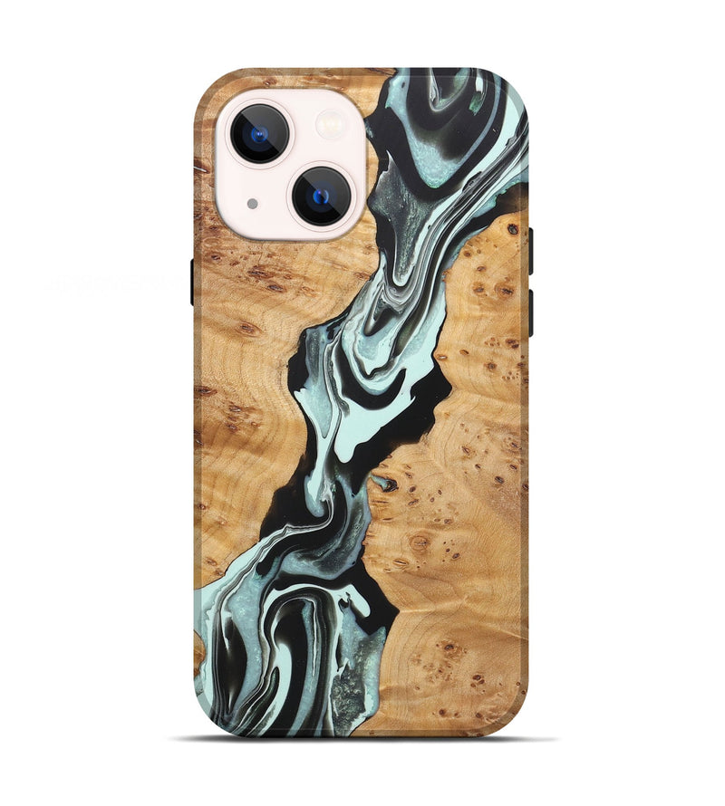 iPhone 13 Wood+Resin Live Edge Phone Case - Estelle (Green, 722018)