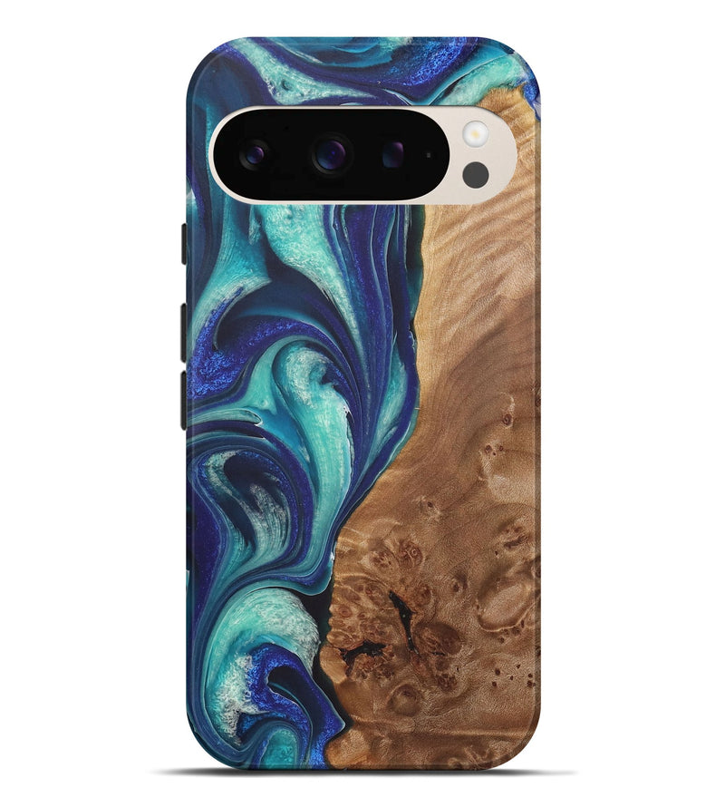 Pixel 9 Pro XL Wood+Resin Live Edge Phone Case - Maria (Blue, 722022)