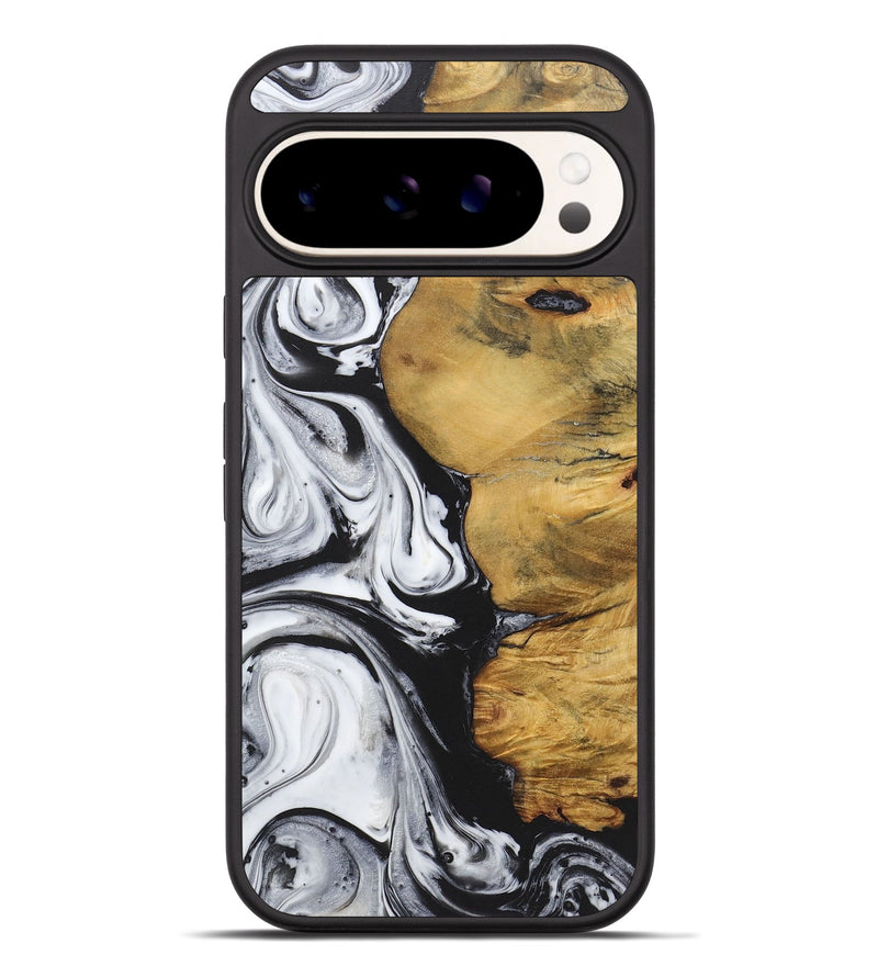 Pixel 9 Pro XL Wood+Resin Phone Case - Flora (Black & White, 722149)