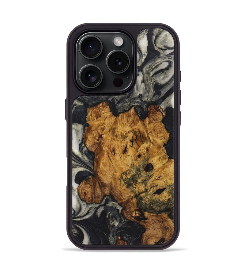 iPhone 16 Pro Wood+Resin Phone Case - Leroy (Black & White, 722156)