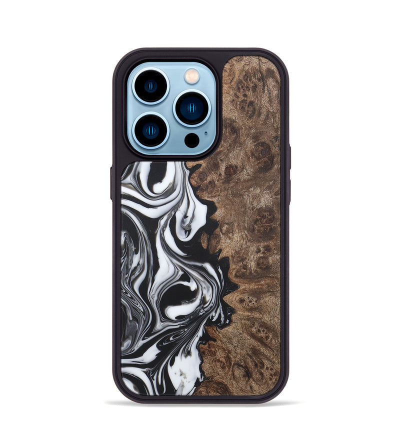 iPhone 14 Pro Wood+Resin Phone Case - Regina (Black & White, 722171)