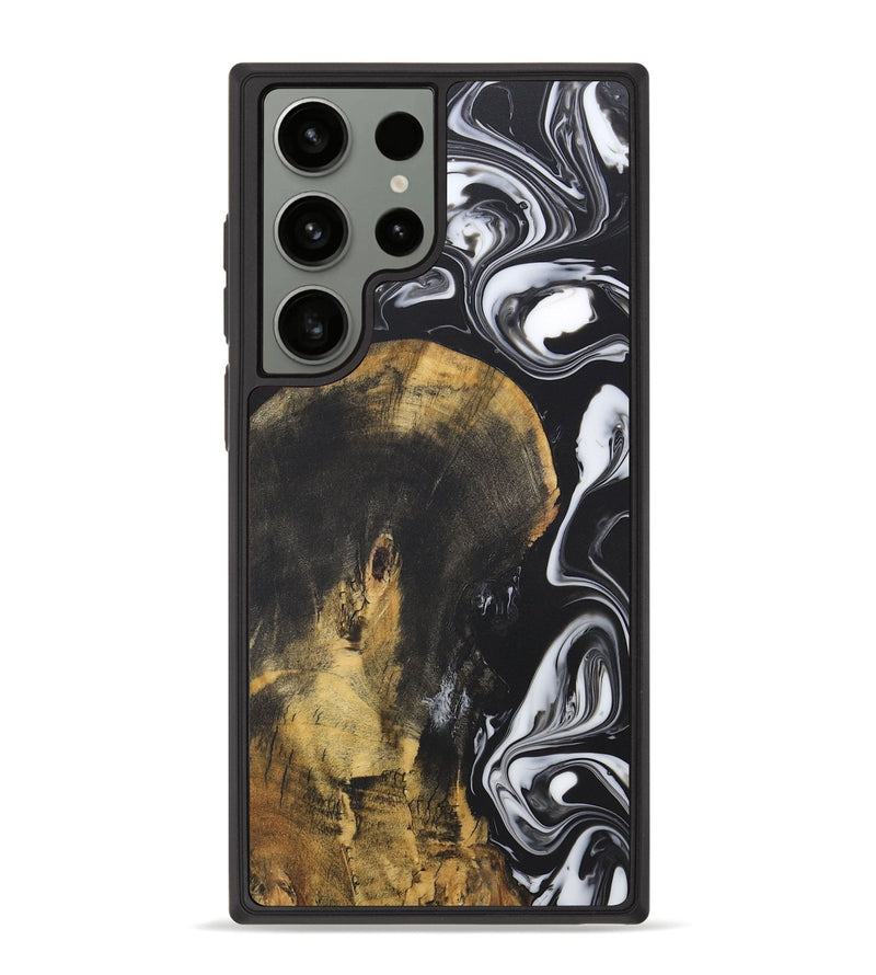 Galaxy S23 Ultra Wood+Resin Phone Case - Joni (Black & White, 722185)