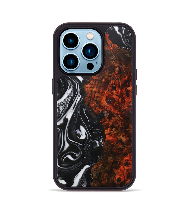 iPhone 14 Pro Wood+Resin Phone Case - Janis (Black & White, 722302)