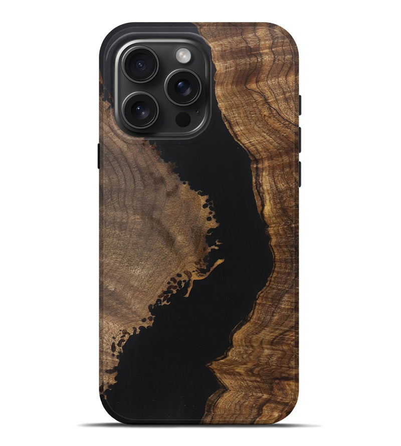 iPhone 16 Pro Max Wood+Resin Live Edge Phone Case - Nelson (Pure Black, 722473)