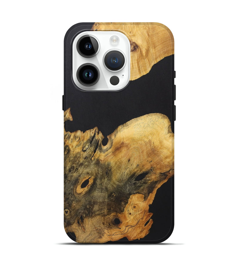 iPhone 15 Pro Wood+Resin Live Edge Phone Case - Ezequiel (Pure Black, 722474)