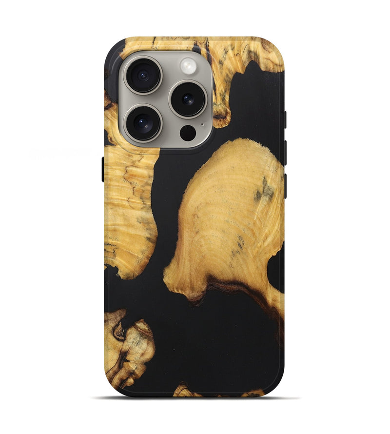 iPhone 16 Pro Wood+Resin Live Edge Phone Case - Gordon (Pure Black, 722475)