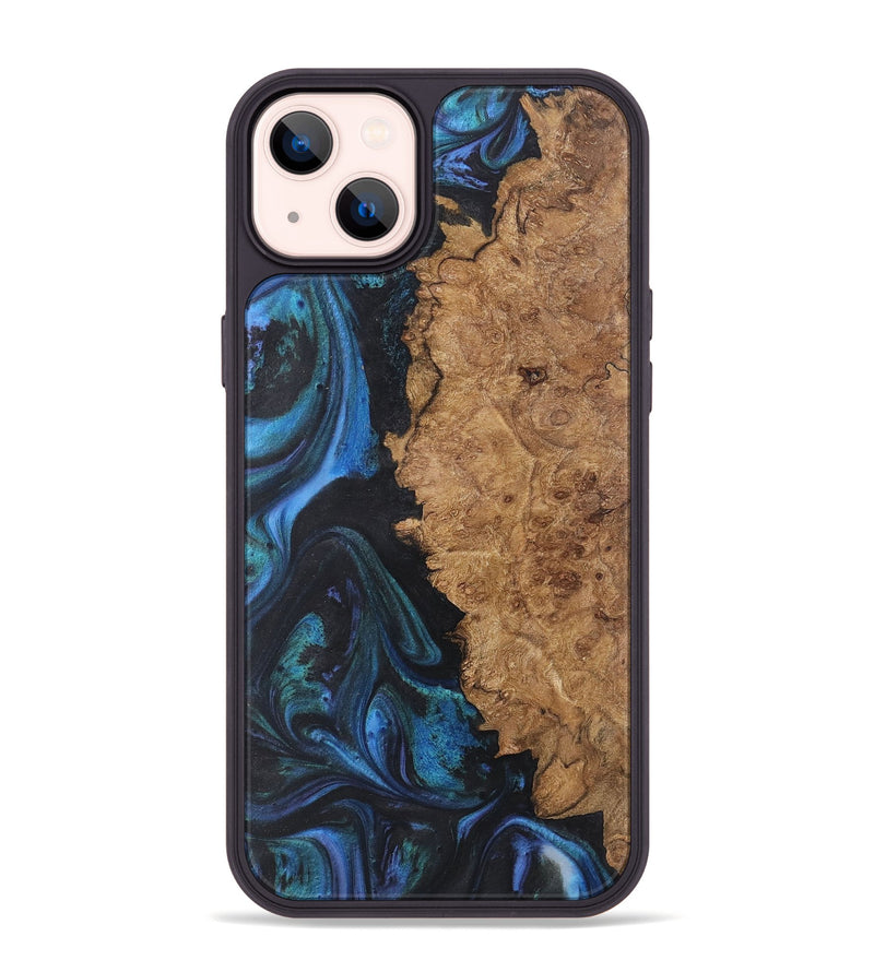 iPhone 14 Plus Wood+Resin Phone Case - Lois (Blue, 722496)