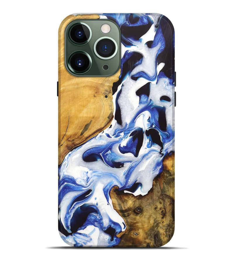 iPhone 13 Pro Max Wood+Resin Live Edge Phone Case - Lucille (Blue, 722770)