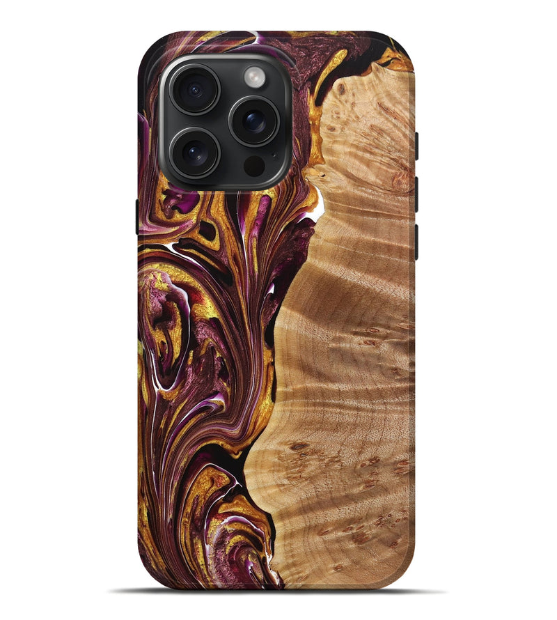 iPhone 16 Pro Max Wood+Resin Live Edge Phone Case - Dalton (Purple, 722777)