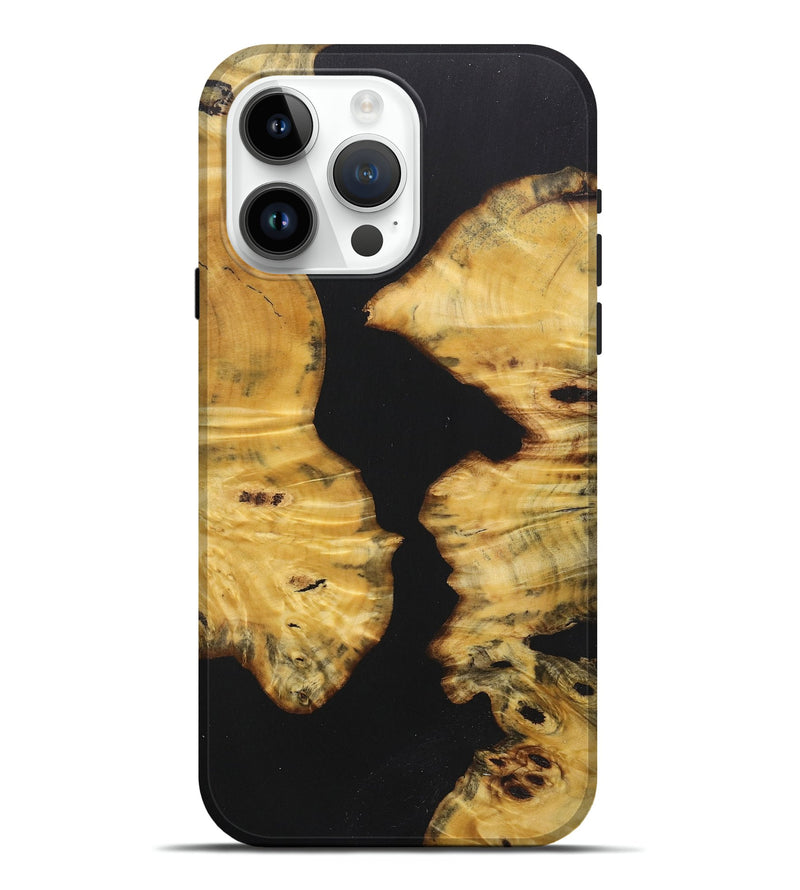iPhone 15 Pro Max Wood+Resin Live Edge Phone Case - Everly (Pure Black, 722780)