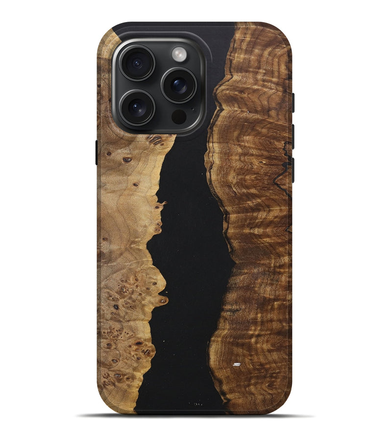 iPhone 16 Pro Max Wood+Resin Live Edge Phone Case - Jaiden (Pure Black, 722783)