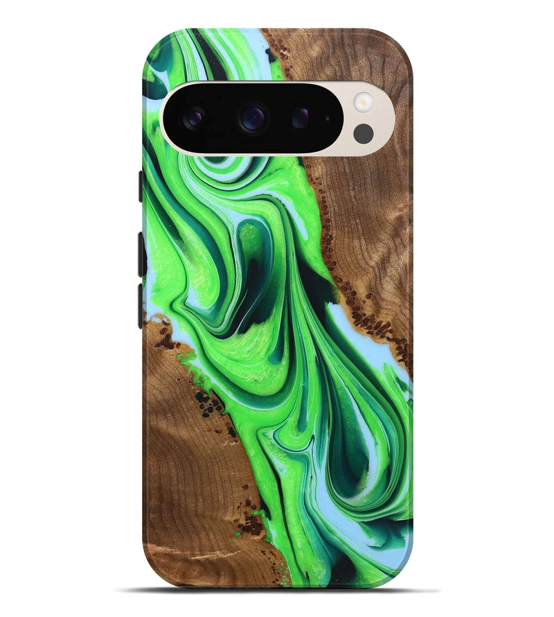 Pixel 9 Pro XL Wood+Resin Live Edge Phone Case - Eduardo (Green, 722788)