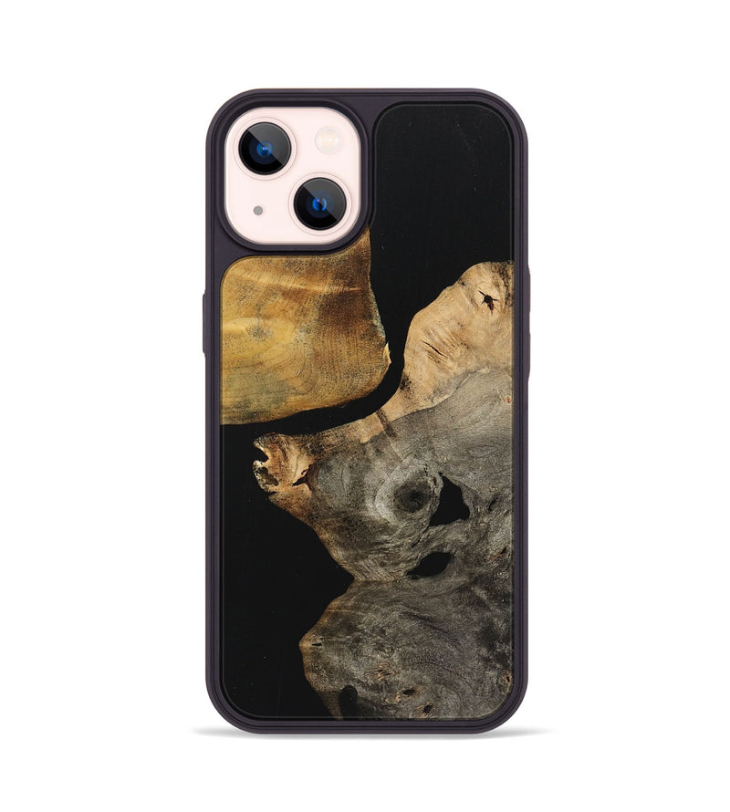 iPhone 14 Wood+Resin Phone Case - Lincoln (Pure Black, 723176)