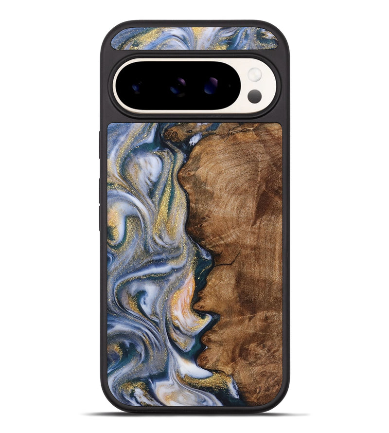 Pixel 9 Pro XL Wood+Resin Phone Case - Santiago (Teal & Gold, 723237)