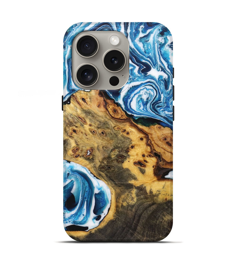 iPhone 16 Pro Wood Live Edge Phone Case - Annabelle (Blue, 723608)