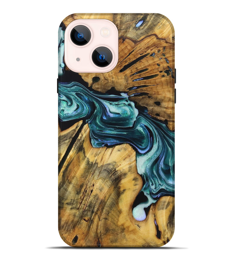 iPhone 14 Plus Wood Live Edge Phone Case - Nia (Green, 723611)