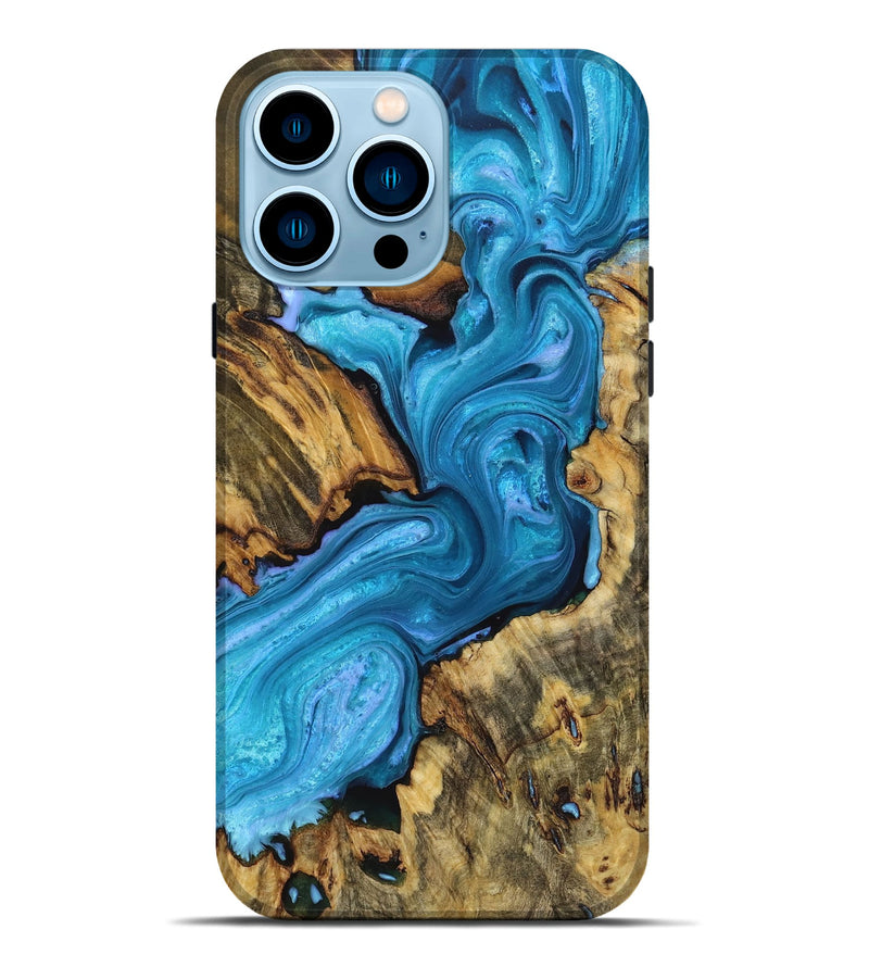 iPhone 14 Pro Max Wood Live Edge Phone Case - Cayden (Blue, 723615)