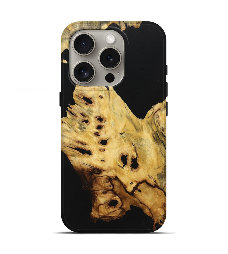 iPhone 16 Pro Wood Live Edge Phone Case - Kamila (Pure Black, 723620)