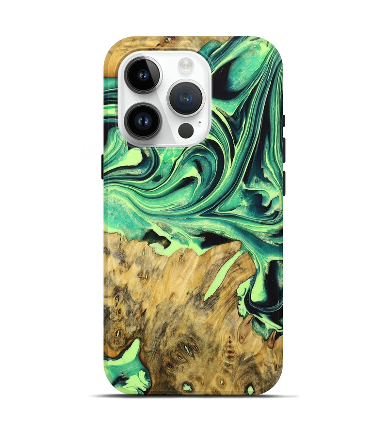iPhone 15 Pro Wood Live Edge Phone Case - Kasey (Green, 723639)