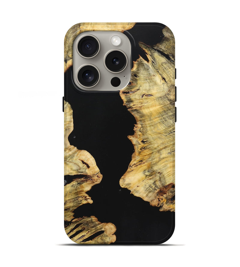 iPhone 16 Pro Wood Live Edge Phone Case - Gloria (Pure Black, 723648)