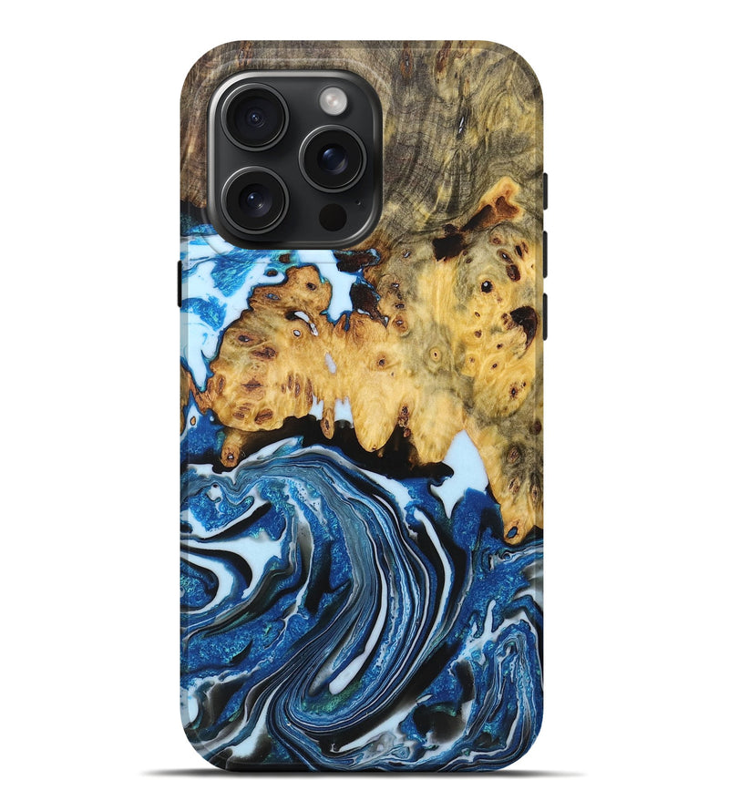 iPhone 16 Pro Max Wood Live Edge Phone Case - Lloyd (Blue, 723672)