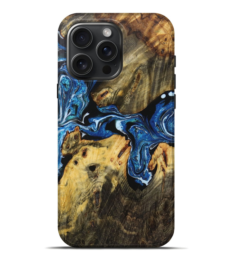 iPhone 16 Pro Max Wood Live Edge Phone Case - Nelson (Blue, 723673)