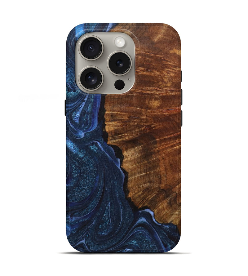 iPhone 16 Pro Wood Live Edge Phone Case - Goldie (Blue, 723680)