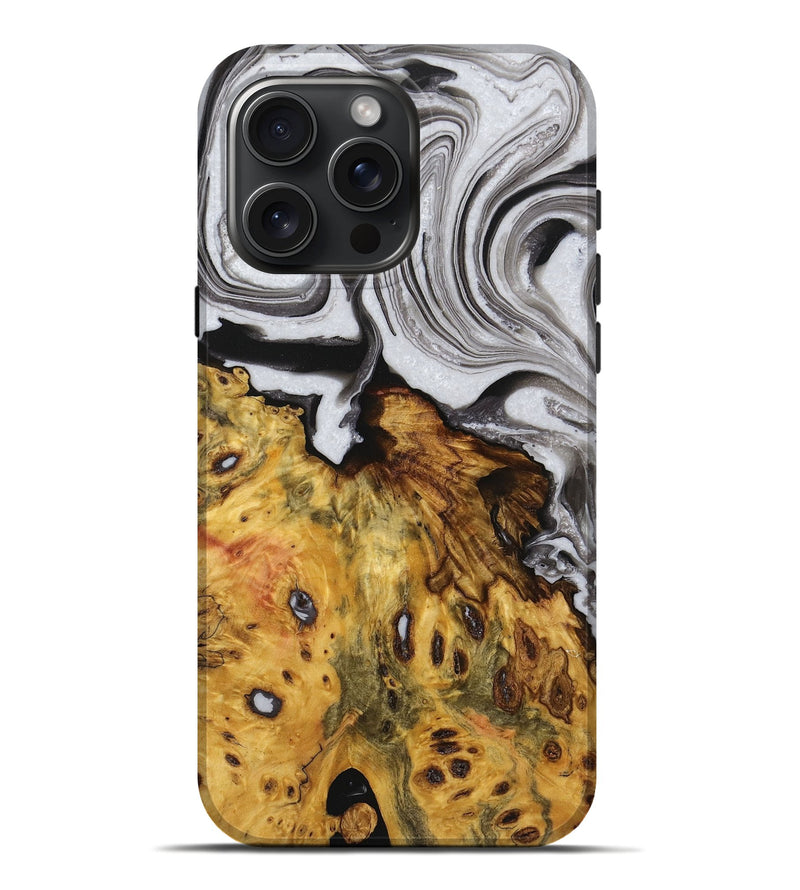 iPhone 16 Pro Max Wood Live Edge Phone Case - Camila (Black & White, 723700)
