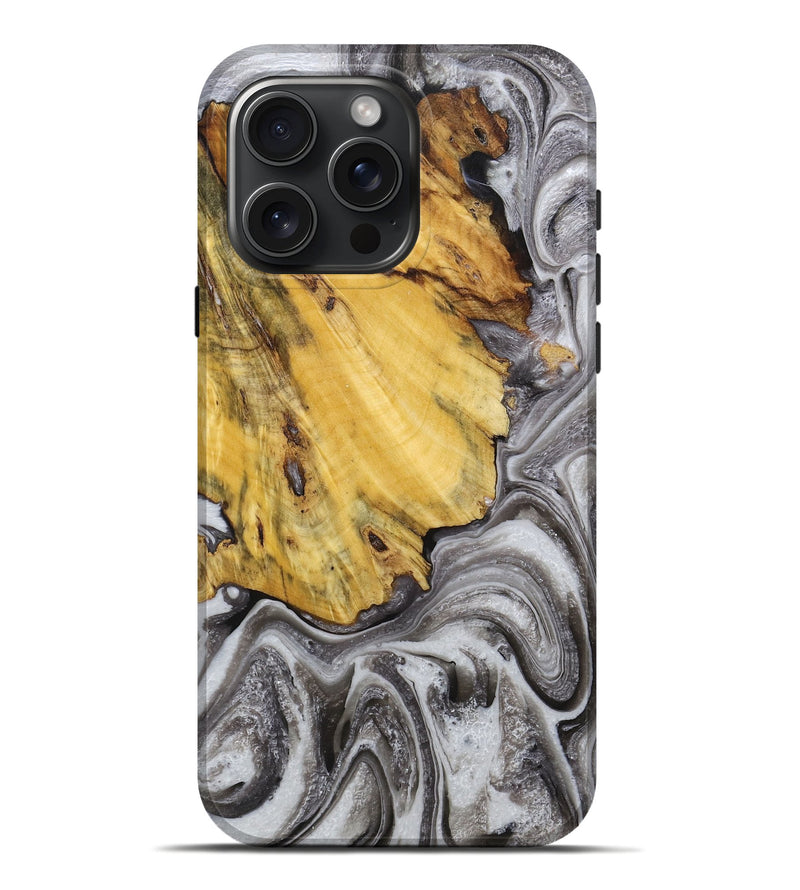 iPhone 16 Pro Max Wood Live Edge Phone Case - Byron (Black & White, 723701)
