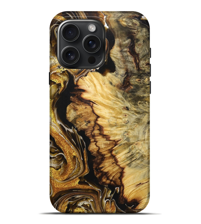 iPhone 16 Pro Max Wood Live Edge Phone Case - Dwight (Black & White, 724069)