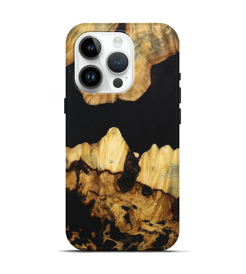 iPhone 15 Pro Wood Live Edge Phone Case - Kristopher (Pure Black, 724075)