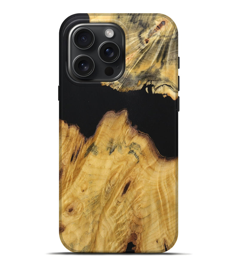 iPhone 16 Pro Max Wood Live Edge Phone Case - Maximus (Pure Black, 724076)