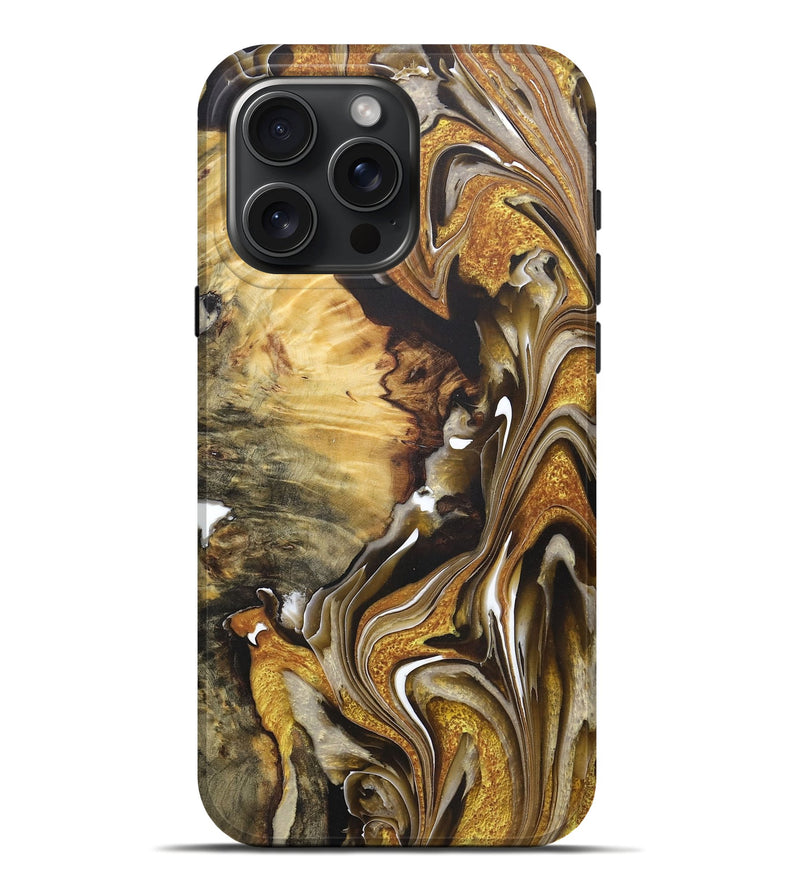 iPhone 16 Pro Max Wood Live Edge Phone Case - Killian (Black & White, 724080)