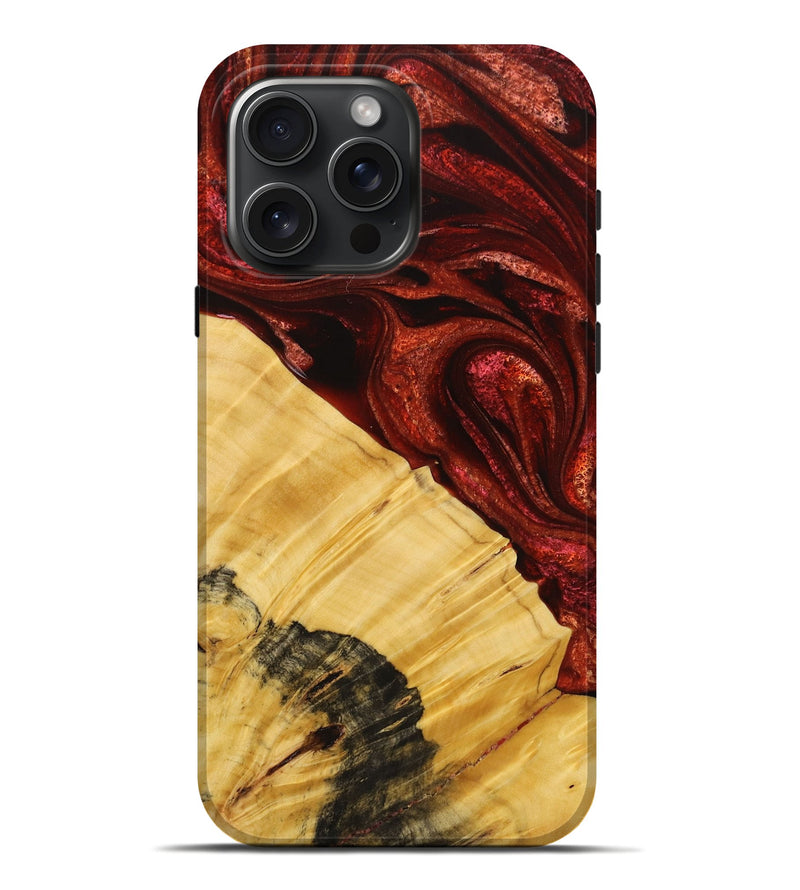 iPhone 16 Pro Max Wood Live Edge Phone Case - Madison (Red, 724113)