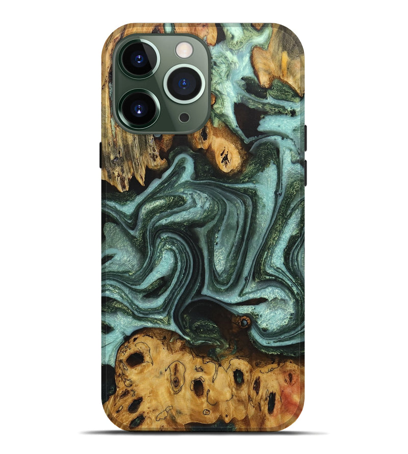 iPhone 13 Pro Max Wood Live Edge Phone Case - Maeve (Green, 724117)
