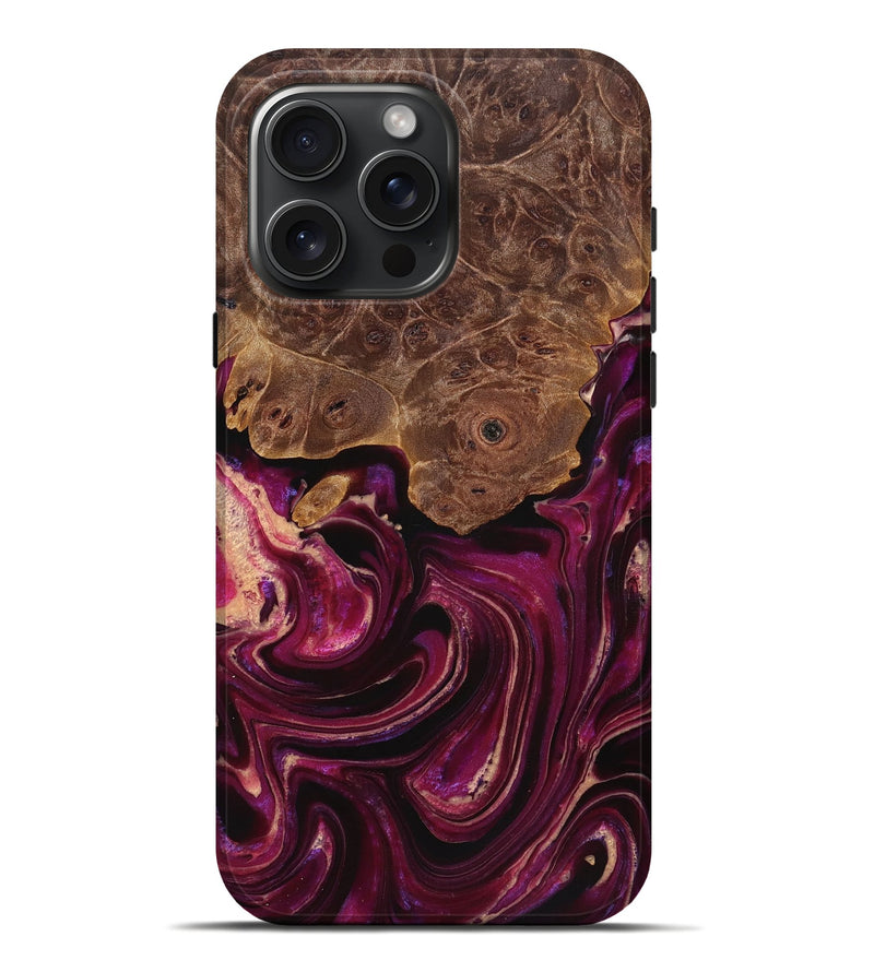 iPhone 16 Pro Max Wood Live Edge Phone Case - Elise (Purple, 724119)