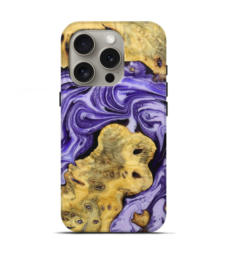 iPhone 16 Pro Wood Live Edge Phone Case - Drake (Purple, 724122)