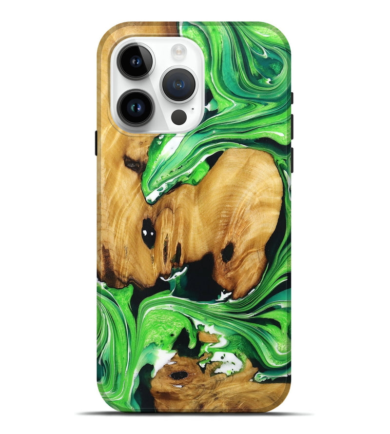 iPhone 15 Pro Max Wood Live Edge Phone Case - Lacy (Green, 724125)